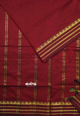 Maroon - Vintage gadwal silk cotton plain body multi chain border